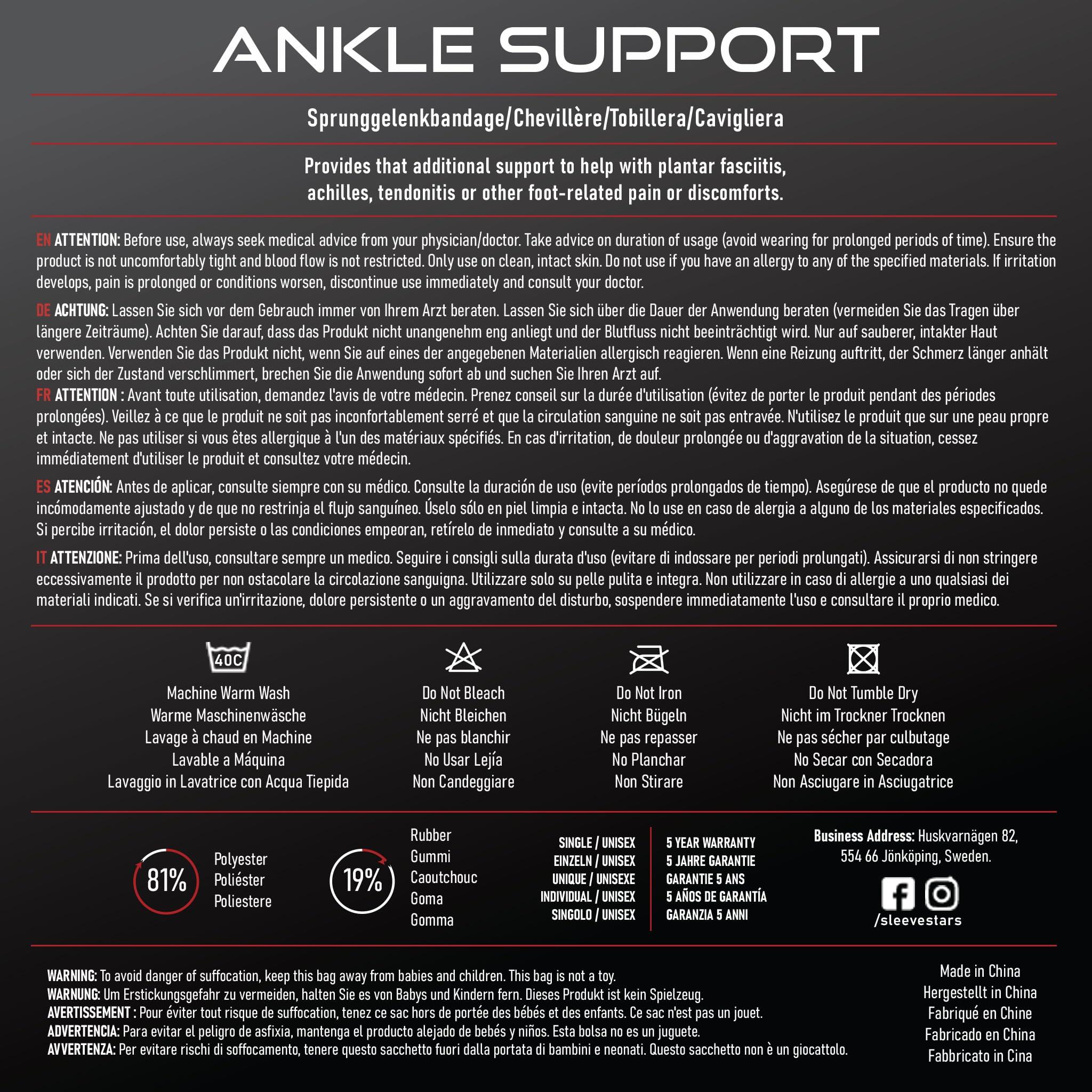 SS SLEEVE STARS Sleeve Stars Ankle Brace for Sprained Ankle, Plantar Fasciitis Relief Ankle Support for Women, Ankle Compression Sleeve w/ Strap (Single/Beige)