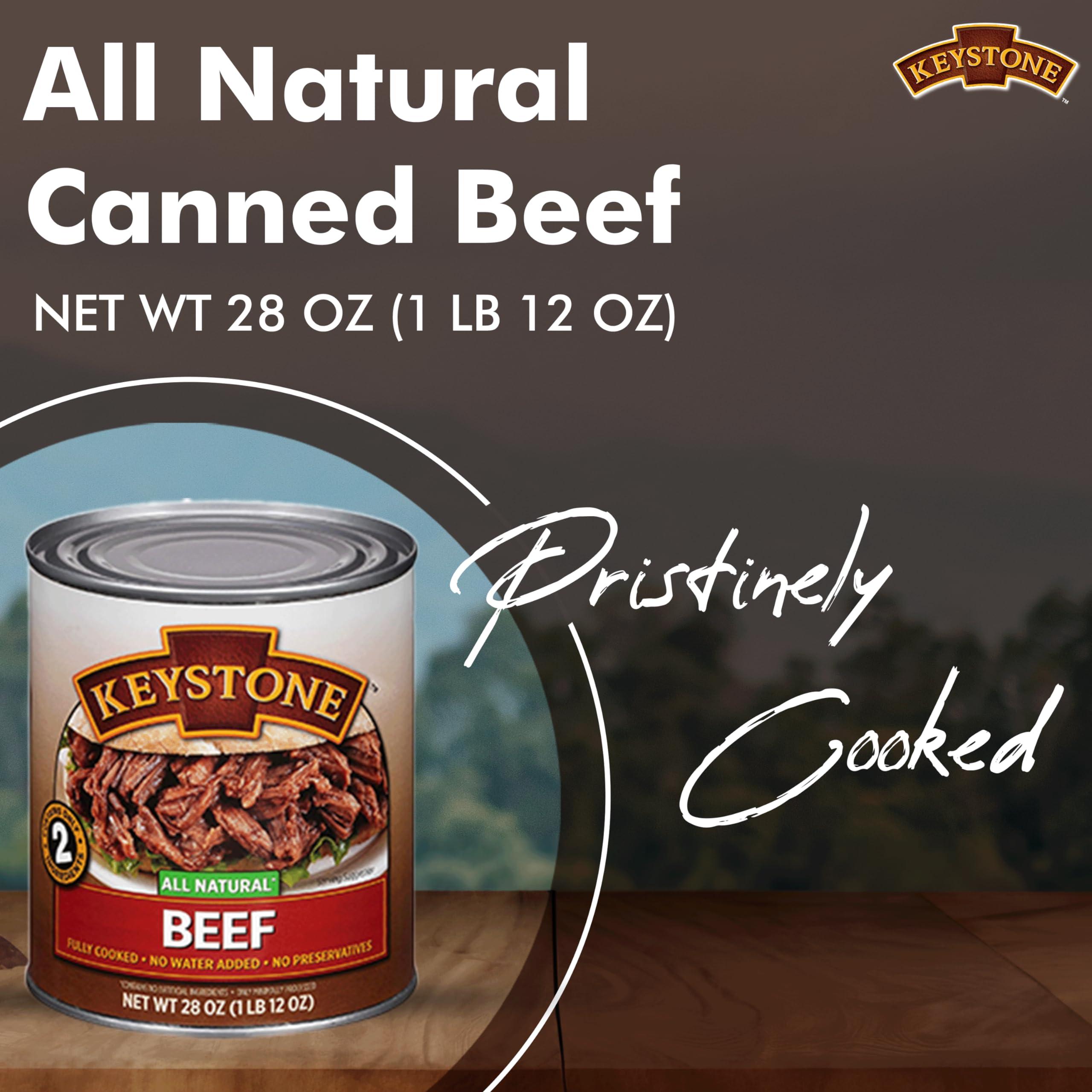 Keystone Meats Keystone Meats All Natural Canned Beef 28 Ounce Long Term Shelf Life Emergency Survival Food Canned Meat | Fully Cooked Ready to Eat Family Pack of 1