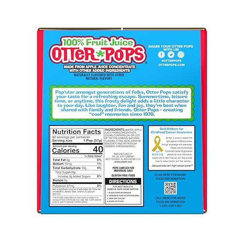 Otter Pops Otter Pops Freezer Bars, 100% Fruit Juice Ice Pops, Original Flavors (80ct 2oz bars)