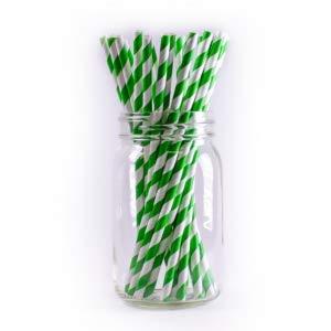 AMS Printing Jumbo Green/White UnWrapped Straws. Environmentally friendly Green Planet Paper Straws & Made from Certified approved Paper for Direct Food Contact. Size: .248\"x7.75\" 4,800 Straws