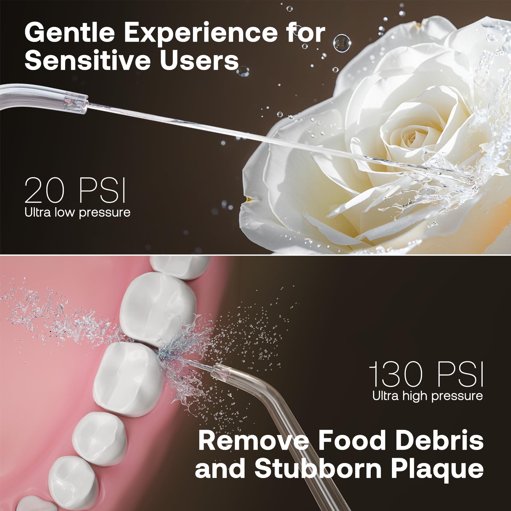 Bitvae Bitvae Water Dental Flosser Teeth Pick, Cordless Flosser for Travel with 6 Jet Tips, 3 Modes 5 intensities, IPX7 Waterproof Portable & Rechargeable Oral Irrigator Cleaner, Sky Blue