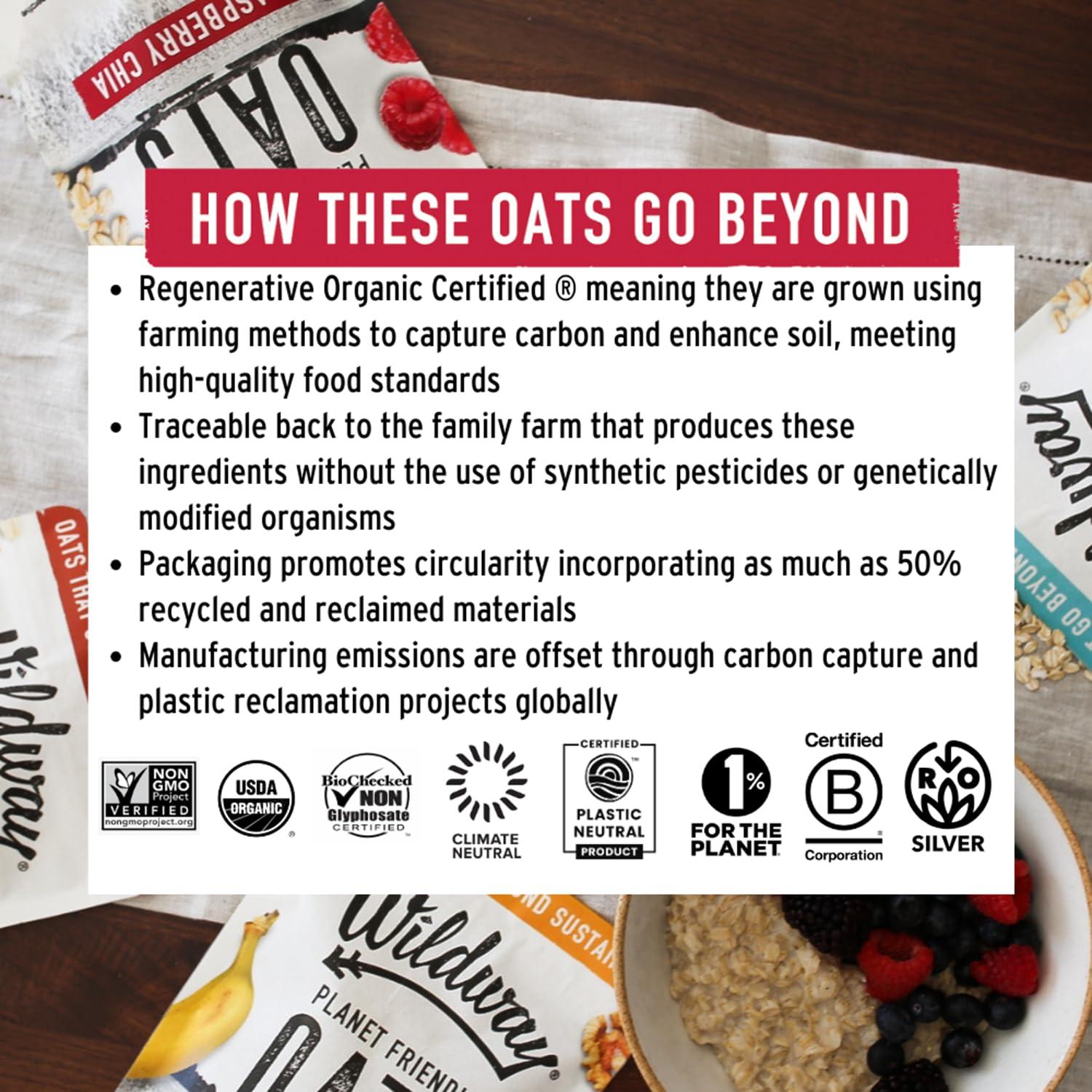 Wildway Wildway Organic Rolled Oats, Overnight Oats | Glyphosate-Free, Gluten-Free Oatmeal | Non-GMO, Plant-Based Protein | Regenerative, Sustainable, Traceable Organic Oats | Banana Nut | 9 Oz