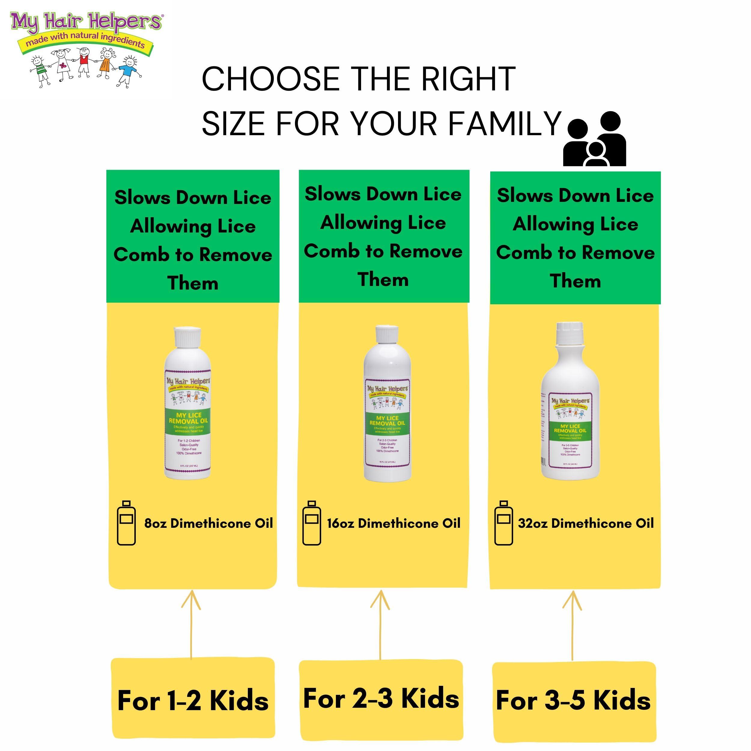 MY HAIR HELPERS NATURAL LICE REMOVAL My Hair Helpers Dimethicone Oil for Head Lice | Kid-Safe | Addresses Louse and Nits, 32 fl Ounces | for 3-5 People