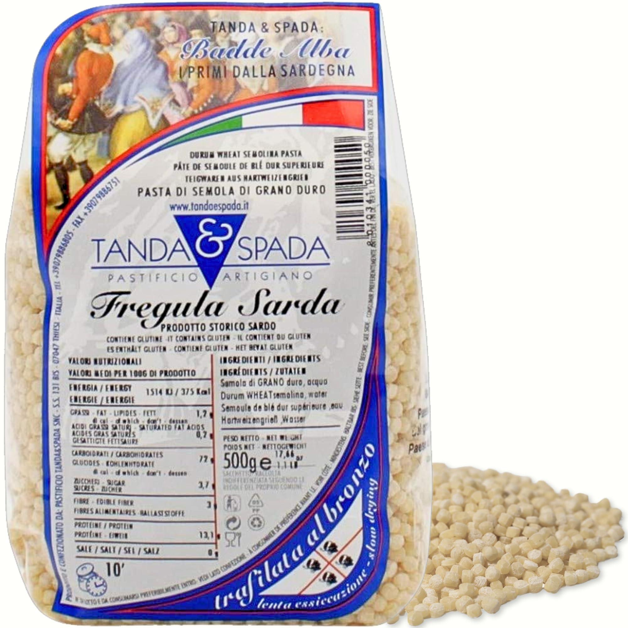 Badde Alba Sardinian Fregula Pasta Imported from Italy - Bronze Cut Fregola Pasta from Sardinia - Fregola Sarda Pasta Tostata Grossa - Toasted Coarse Grained - Made in Italy (17.6 oz | 500g) Badde Alba
