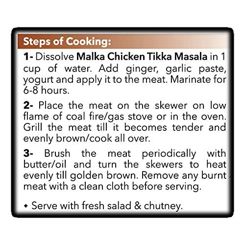 Malka Malka Chicken Tikka Recipe Mix 50g (1.76 oz) - Authentic Gourmet Spice Powder for BBQ Meat - No MSG Added, Vegan, Non-GMO, Gluten Free & Halal - Pack of 6