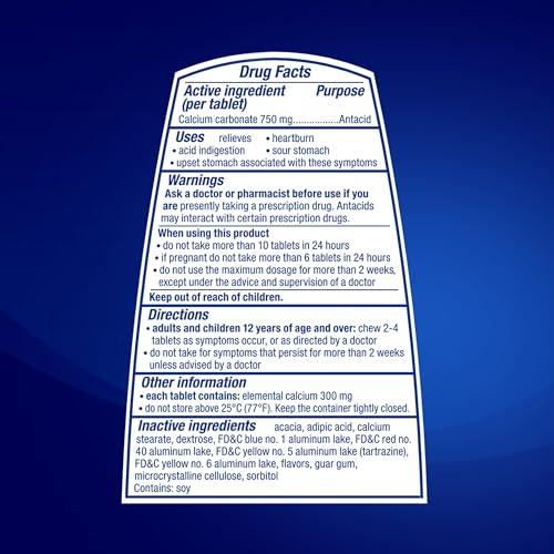 TUMS TUMS Smoothies Extra Strength Antacid Chewable Tablets for Heartburn Relief, Assorted Fruit - 60 Count (Pack of 2)