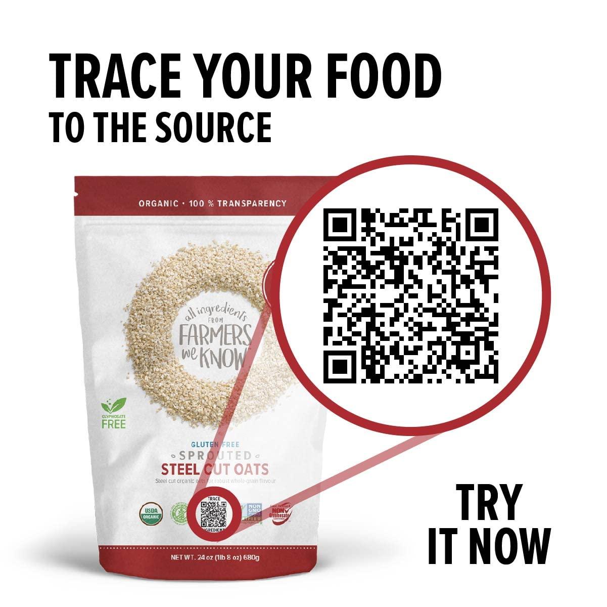 One Degree Organic Foods One Degree Organic Foods Sprouted Steel Cut Oats, USDA Organic, Non-GMO Gluten Free Oatmeal, 24 oz., 4 Pack