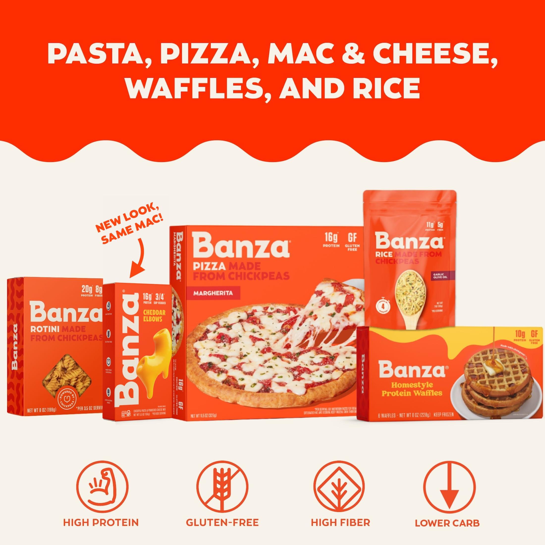 Banza Banza Elbows & White Cheddar Mac and Cheese - High Protein, Gluten Free, and Lower Carb Protein Mac and Cheese - 5.5oz