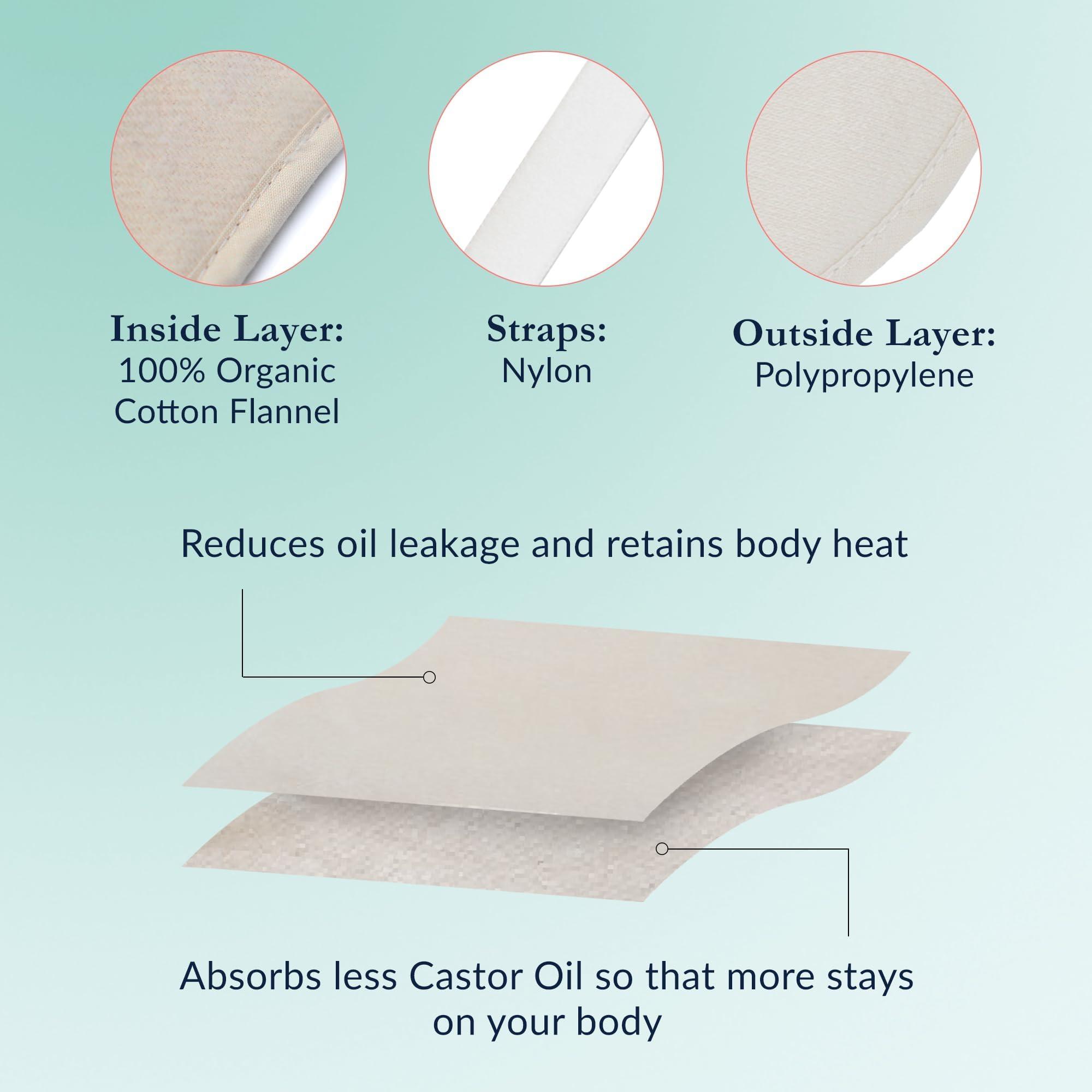 QUEEN OF THE THRONES QUEEN OF THE THRONES Castor Oil Pack for Liver (compress) - Heatless, Less-Mess, Reusable - Organic Cotton Flannel, Comfort Fit, Soft Straps & Naturopathic Doctor Designed (Castor Oil sold separately)