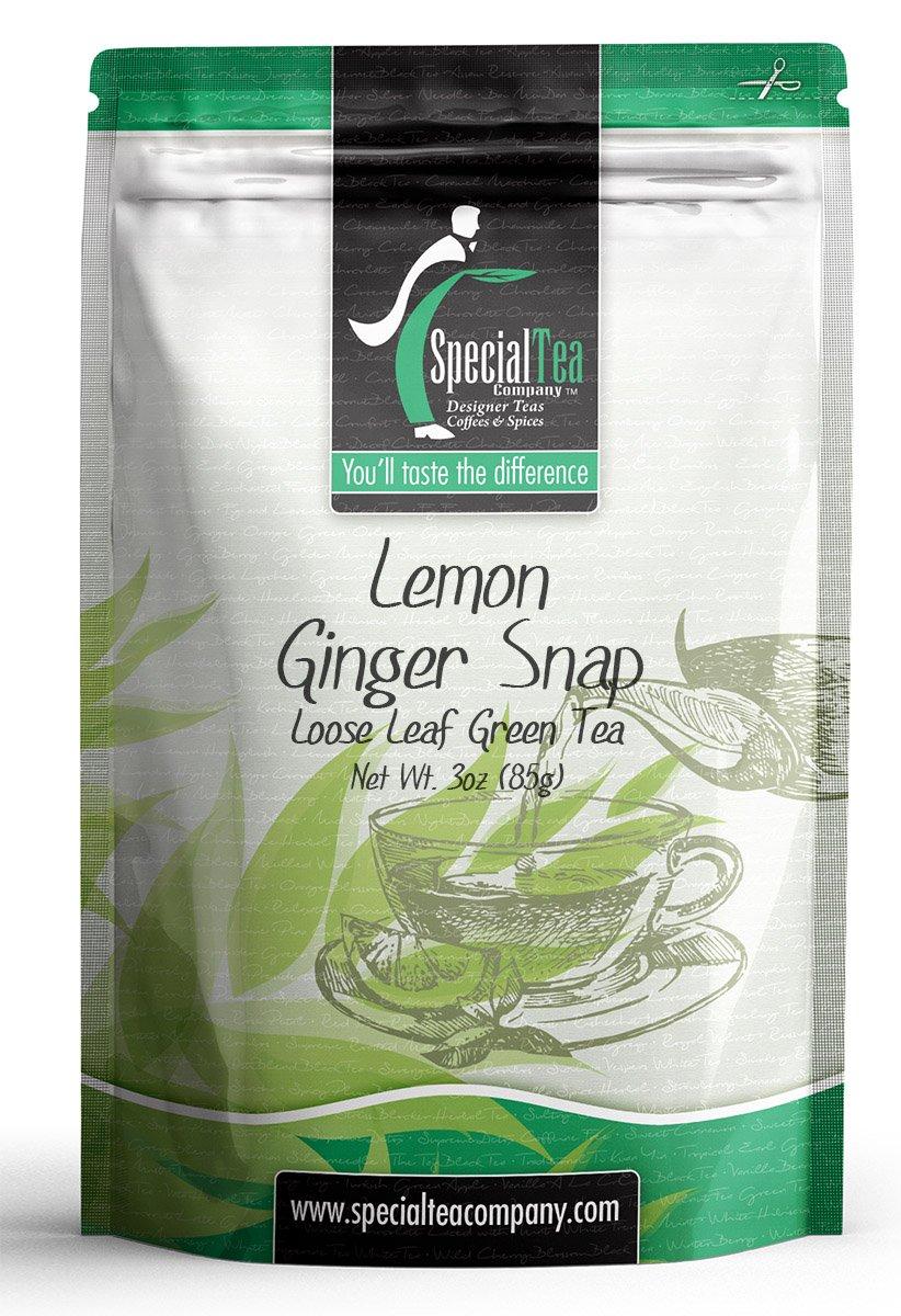 SpecialTea Company Special Tea Lemon Ginger Snap Organic Green Tea, Loose Leaf, 3 Ounce