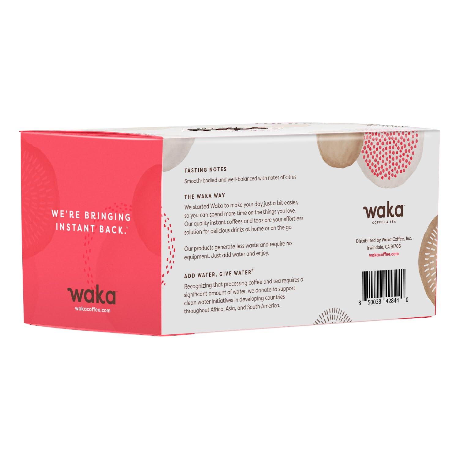 Waka Coffee Waka Instant Coffee, Decaffeinated Medium Roast - 100% Arabica Colombian Beans, Freeze Dried Granules, No Additives - Single Serve Packets for Quick Hot and Iced Coffees (50 Individual Coffee Packets)