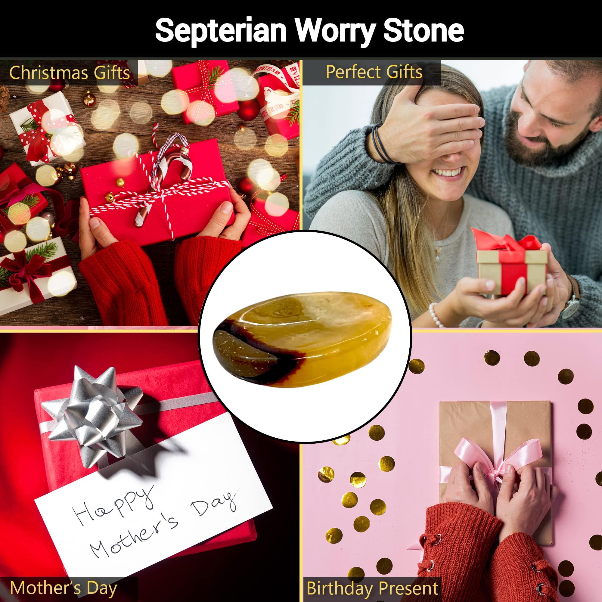 ANAYA AGATE Worry Stones Septerian Crystal Thumb Worry Stones for Anxiety, Stress Relaxing and Soothing Balance Stones for Meditation, Stress Relief Healing Stones and Crystals for Men and Women