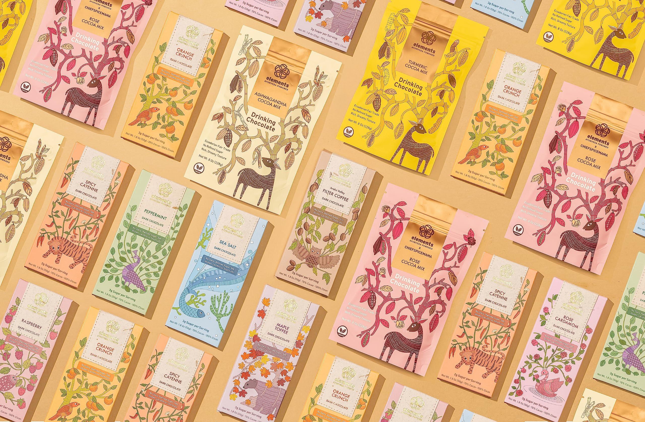 Elements Truffles Elements Truffles Orange Crunch w/Quinoa & Turmeric - Heavy Metal Tested - Dairy Free Chocolate Bar - Paleo, Gluten Free, Non-GMO, Raw & Organic Chocolate- Ayurveda Healthy Chocolate Bar - 4 Pack