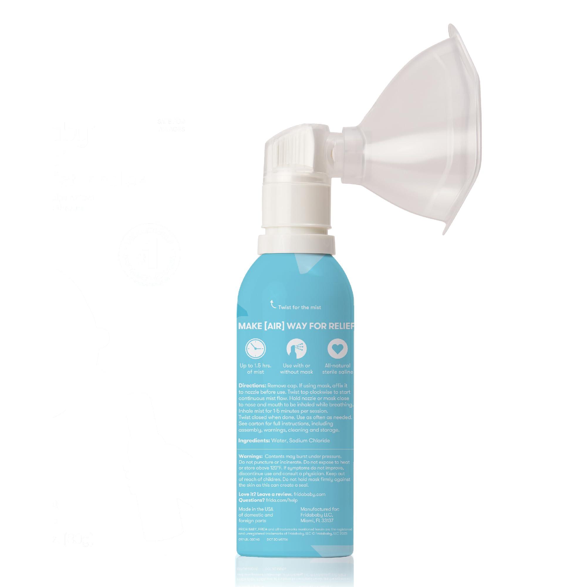 Frida Baby Frida Baby NoseFrida Saline Mist Nasal Inhaler & Mask, Nasal Decongestant Spray for Congestion Relief & Allergy Relief for Babies + Toddlers, Nasal Saline Spray to Soothe Stuffy Nose & Sore Throat