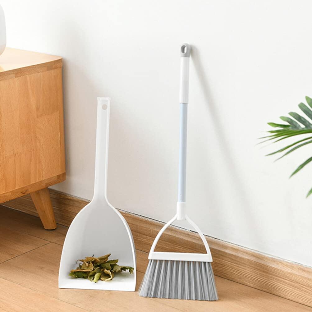 Ipetboom Dustpan Brush Set Mini Broom with Dustpan Little Housekeeping Helper Handle Upright Dustpan Floor Sweeping Tool for Home Office Shop Kitchen