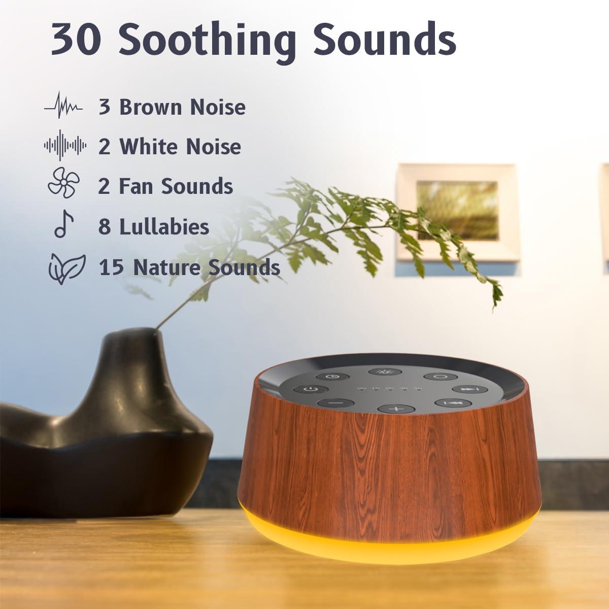 BrownNoise Brown Noise Sound Machine with 30 Soothing Sounds 12 Colors Night Light White Noise Machine for Adults Baby Kids Sleep Machines with 36 Volume Levels Memory Function 5 Timers for Home Office Travel