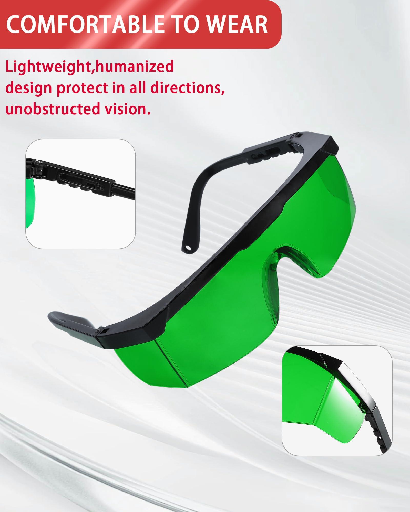 LIGHTMEUP Red Light Therapy Glasses, See-Through Eye Protection for Red Infrared 200-2000nm Full-Coverage Design Adjustable Fit Transparent Green Lenses for Phone & TV Use During Therapy Sessions Pack of 2