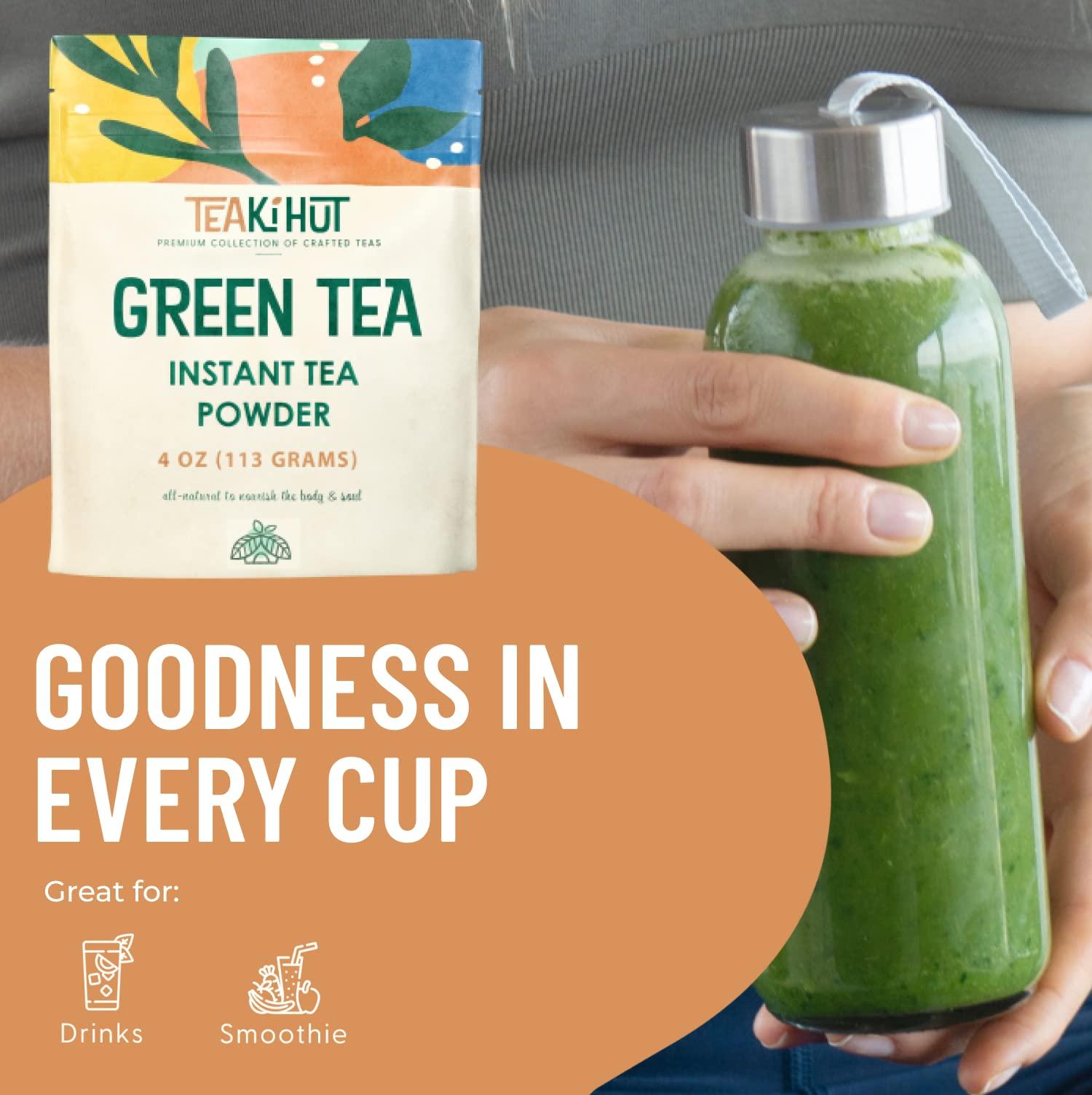 TEAki Hut TEAki Hut Instant Green Tea Powder, 4 oz, Unsweetened Drink Powder, Premium Green Tea Instant Powder for Beverages, Smoothies or Baked Goods, Green Tea Detox, Great Hot or Cold, 113 Servings