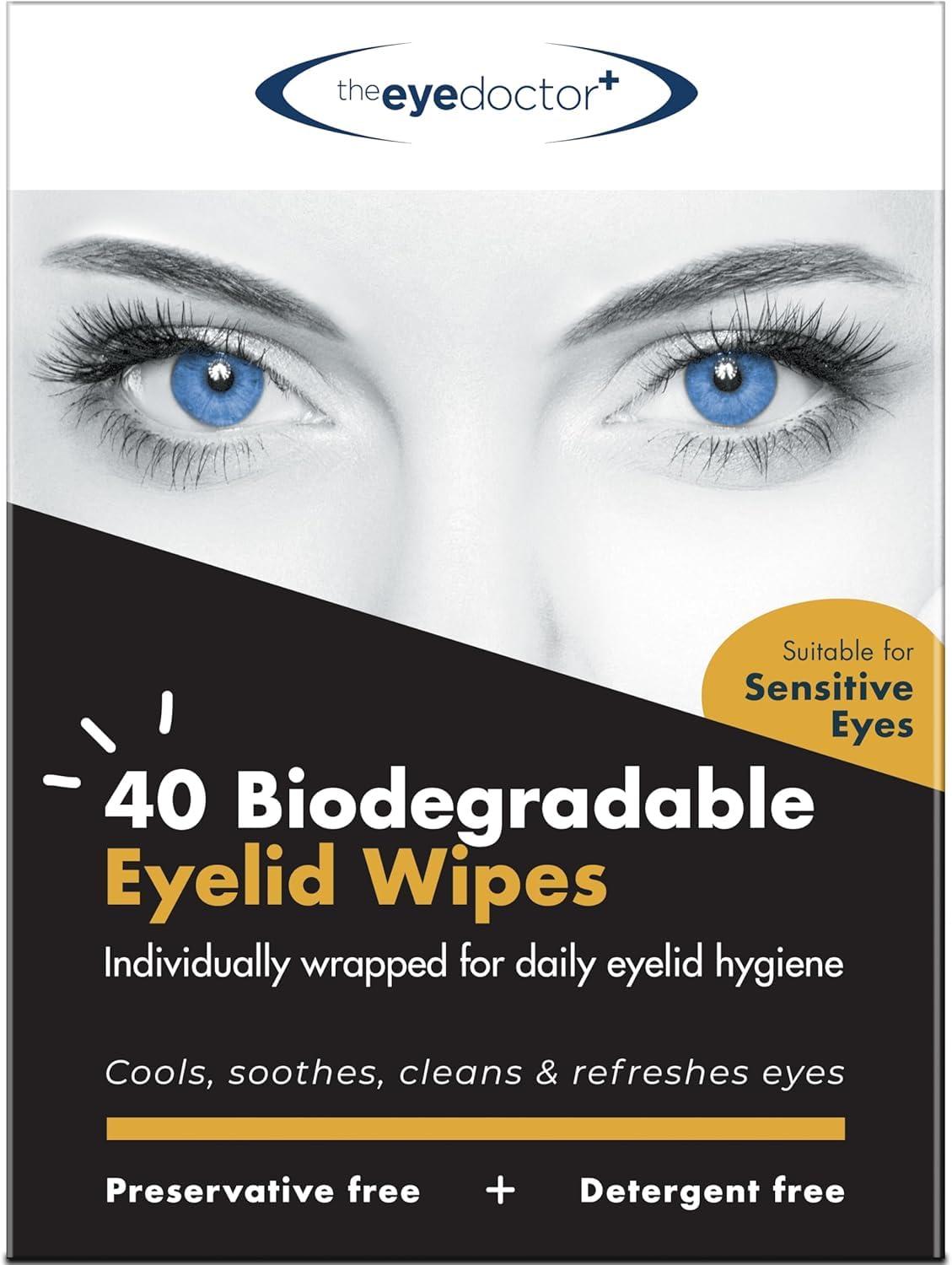 The Eye Doctor The Eye Doctor Eyelid Wipes – 40 X Single Use Lid Wipes for Eyes – Suitable for Sensitive Eyes, Detergent and Preservative Free Eye Wipes