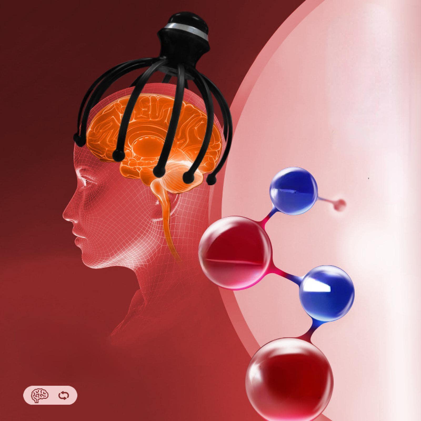 PABRO PABRO Vibration Head Massager Scalp Relaxation 12-Claw Electric Head Massage Instrument Octopus Head Acupuncture Massager Multiple Massage Modes Release Pressure Black