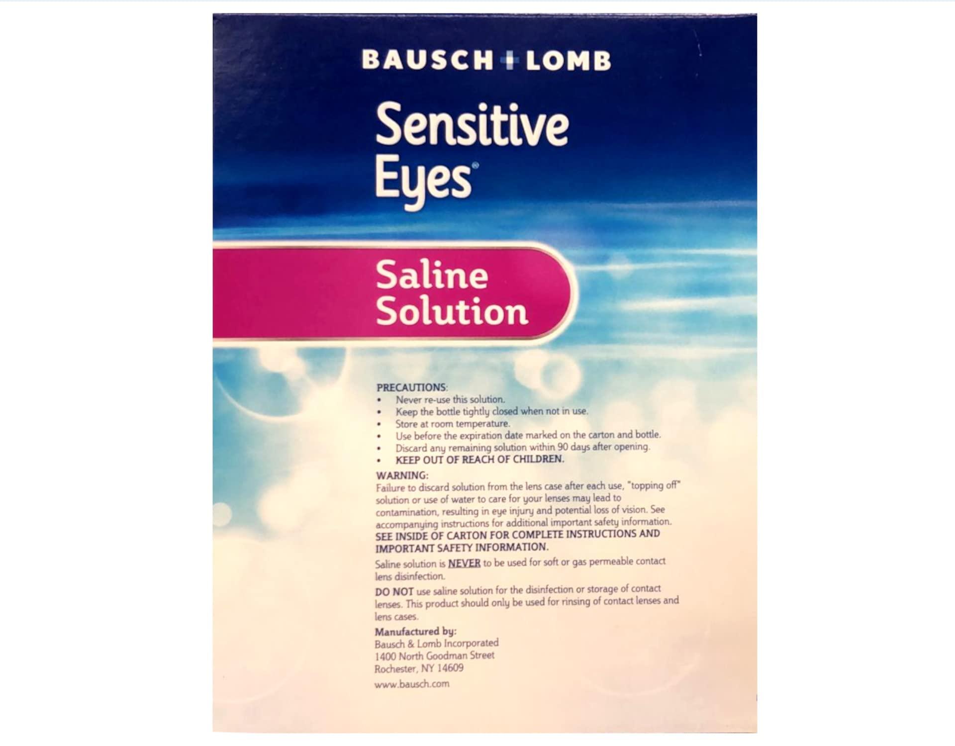 Bausch + Lomb Sensitive Eyes Plus Saline Solution, 12 Fluid Ounce (Pack of 12)
