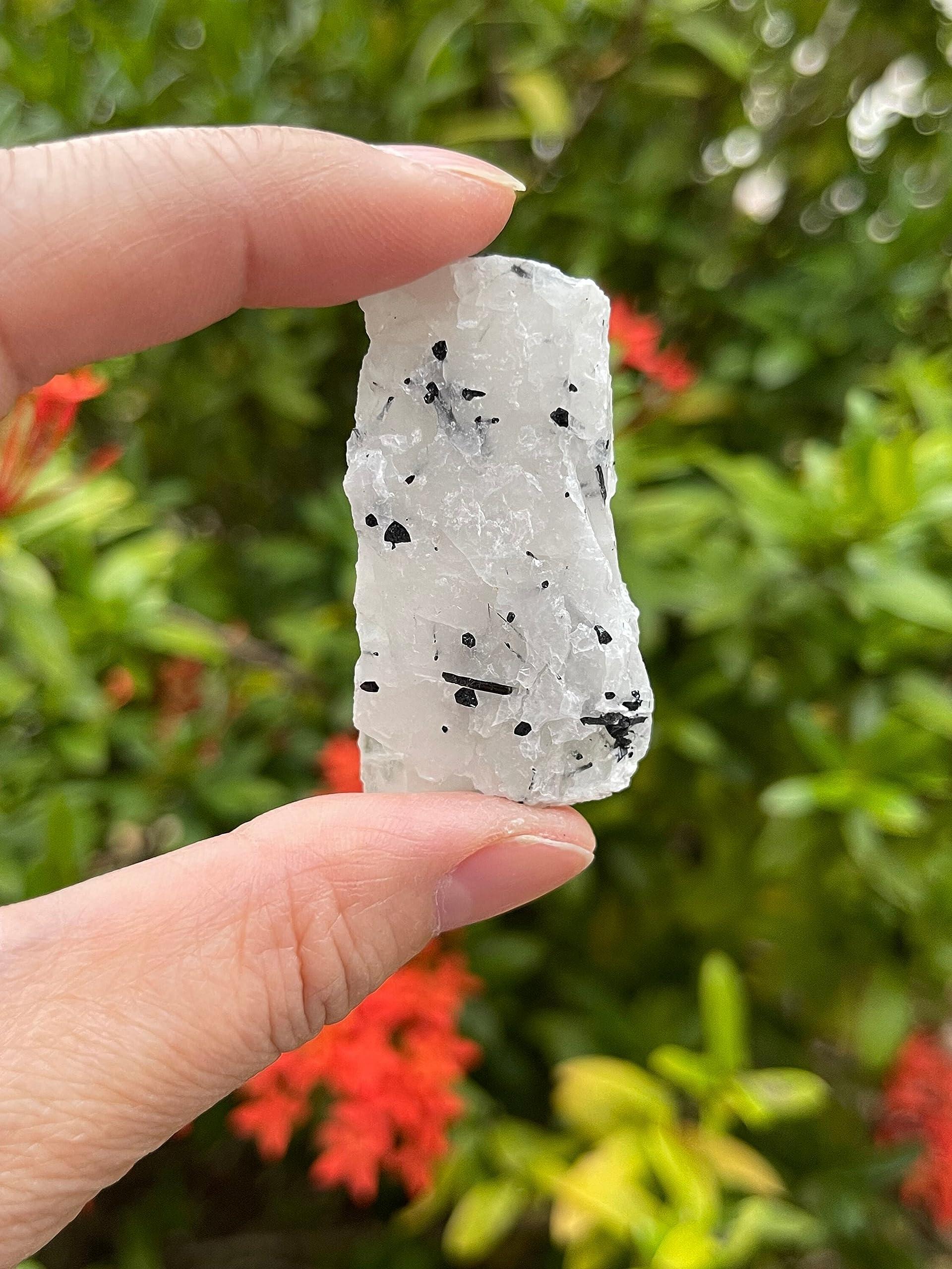 GAF TREASURES WHOLESALE Raw Black Tourmaline with Quartz Crystals, Natural Black Tourmaline with Quartz Stone, Rough Black Tourmaline Quartz, Healing Crystals (Black Tourmaline with Quartz, 0.5 Pound)