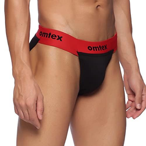 Omtex Omtex Rio Back Covered Supporter for Men with Cup Pocket, Ideal for Workout and Sports Quick Dry Moisture Wicking Underwear - Red - Large