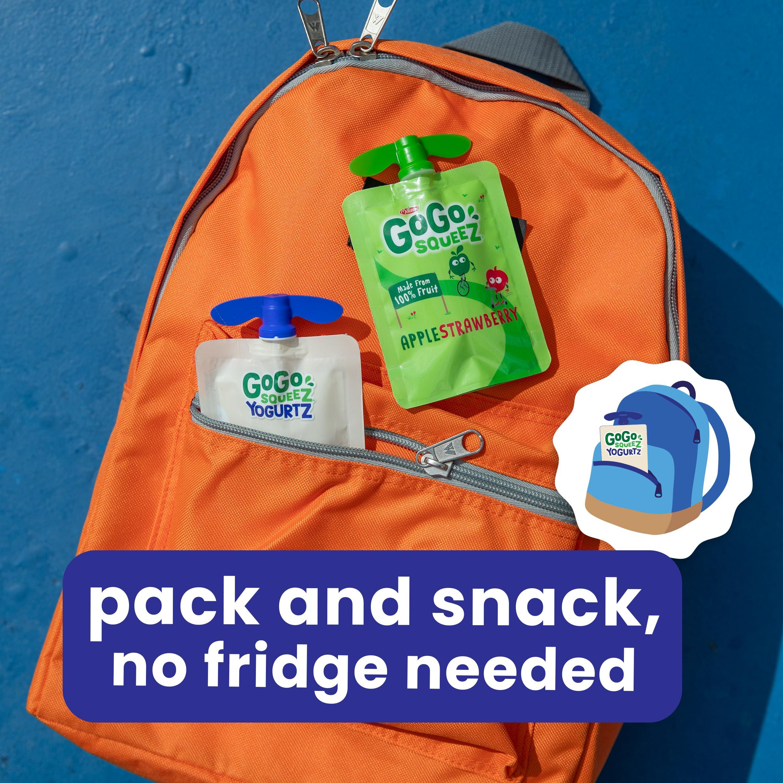 GoGo SqueeZ GoGo squeeZ yogurtZ Variety Pack, Strawberry & Banana, 3 oz (Pack of 20), Kids Snacks Made from Real Yogurt and Fruit, No Fridge Needed, Gluten Free, Nut Free, Recloseable Cap, BPA Free Pouches
