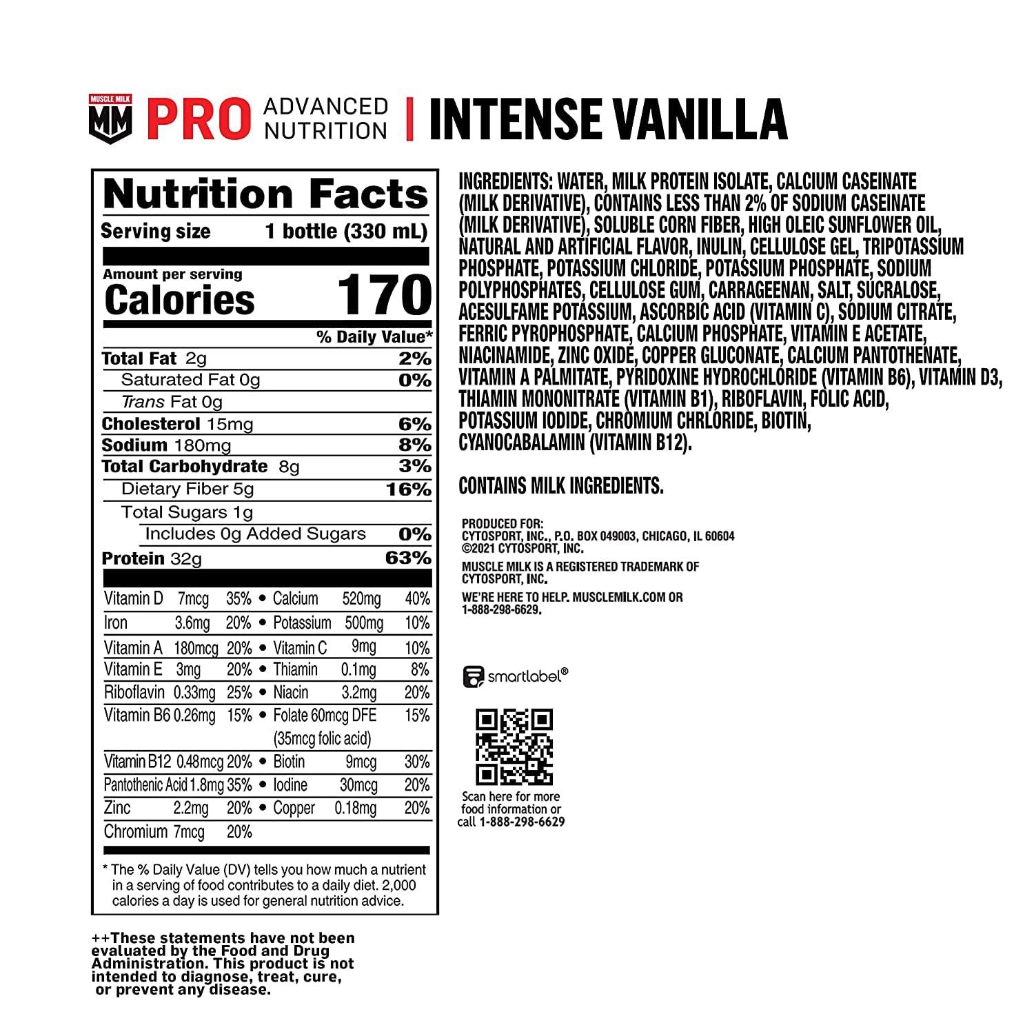 Muscle Milk Muscle Milk 100% Whey Protein Powder, Vanilla, 5 Pound, 68 Servings & Pro Advanced Nutrition Protein Shake, Intense Vanilla, 11.16 Fl Oz (12 Pack)