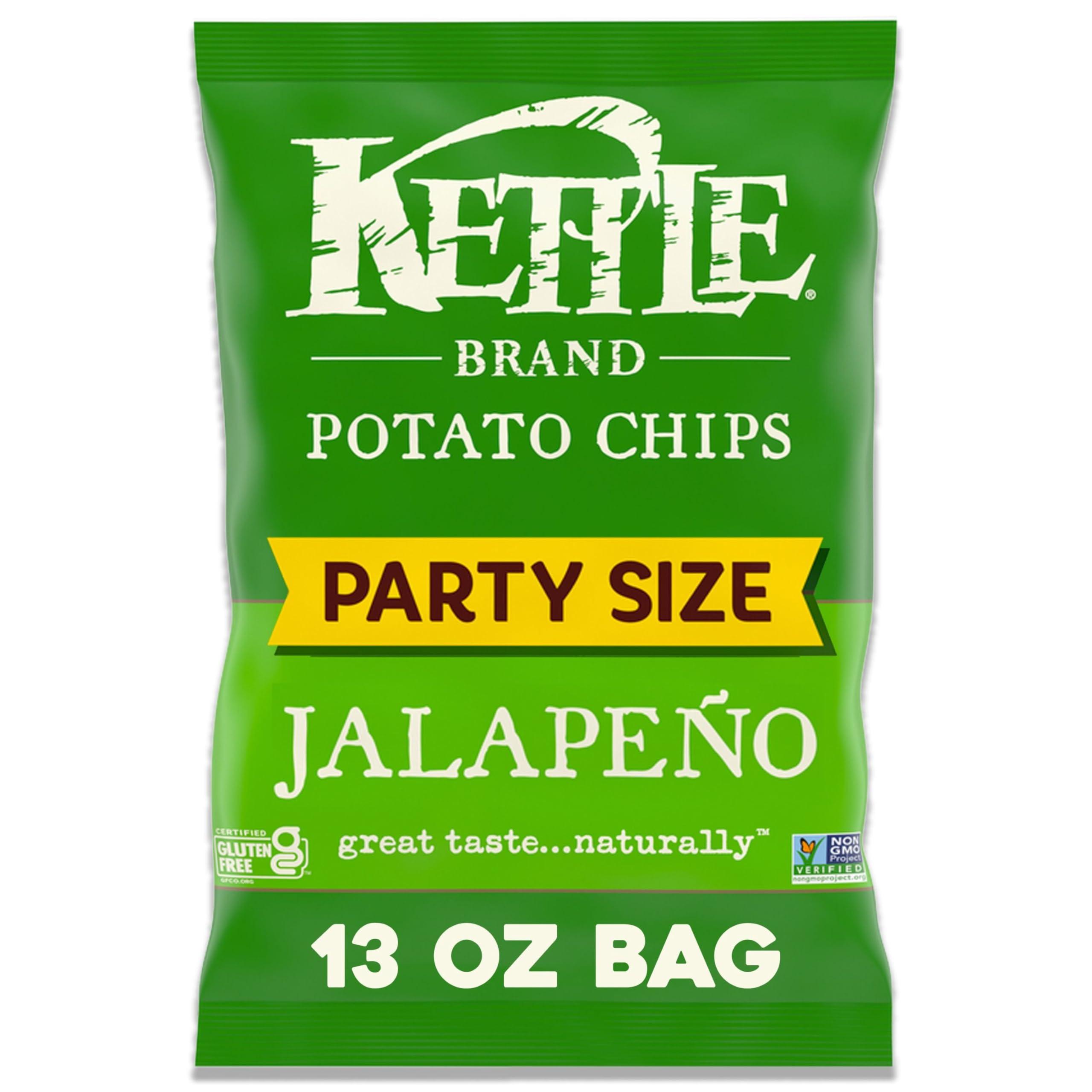 Kettle Brand Kettle Brand Potato Chips, Jalapeno Kettle Chips, Party Size, 13 Oz