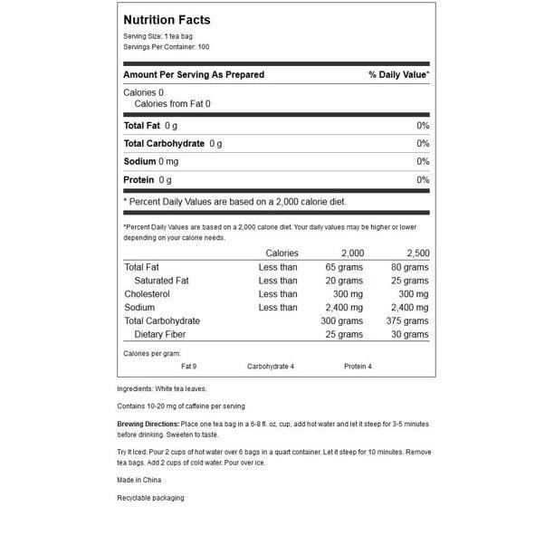 Prince Of Peace Pack of 3 x Prince of Peace Natural Premium Peony White Tea - 100 Tea Bags