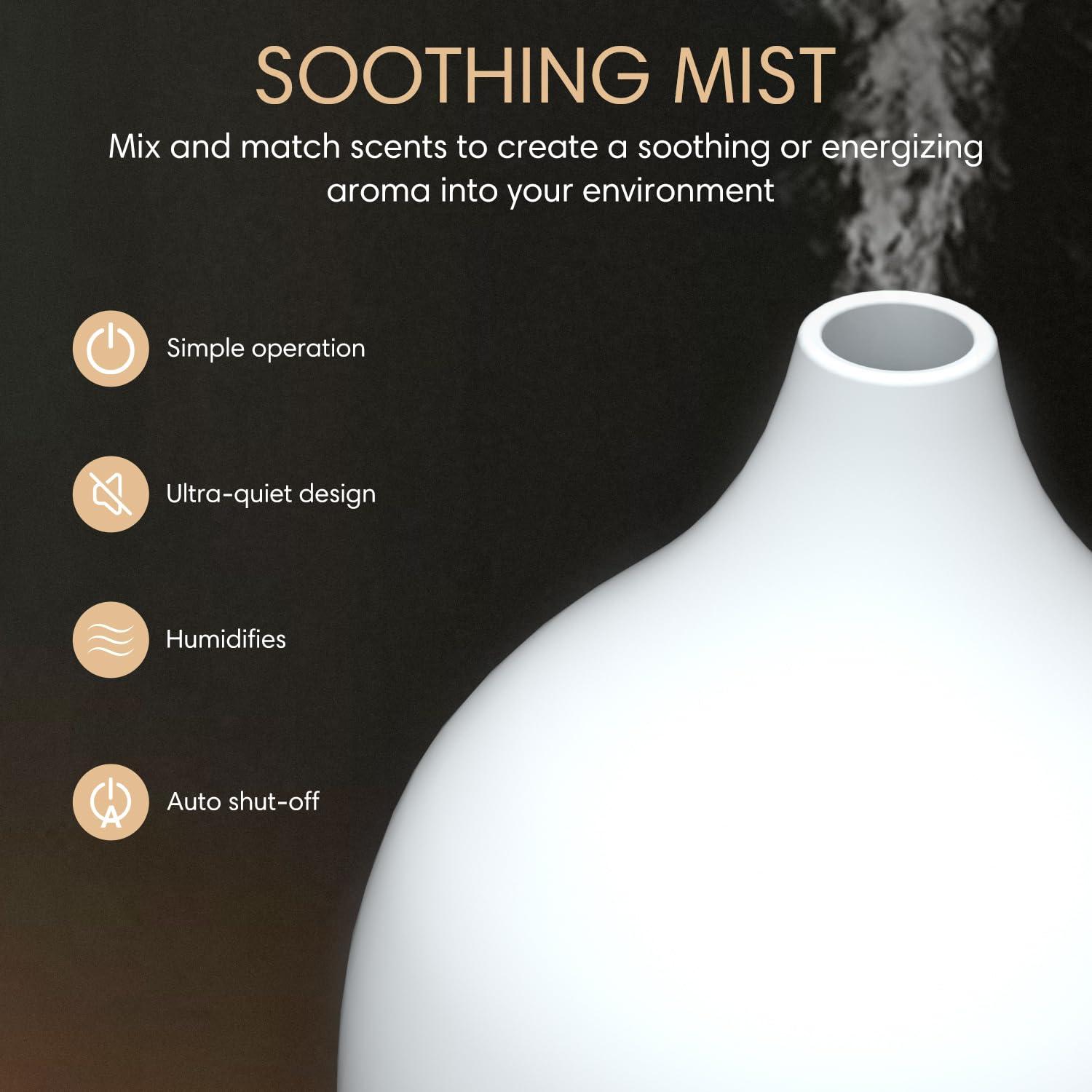 SALKING SALKING Essential Oil Diffuser (Set of 2), 100ml Small Aromatherapy Diffuser with Auto Shut-Off, Ultrasonic Diffusers for Essential Oils, Cool Mist Humidifier with Warm White Lights, for Office Home