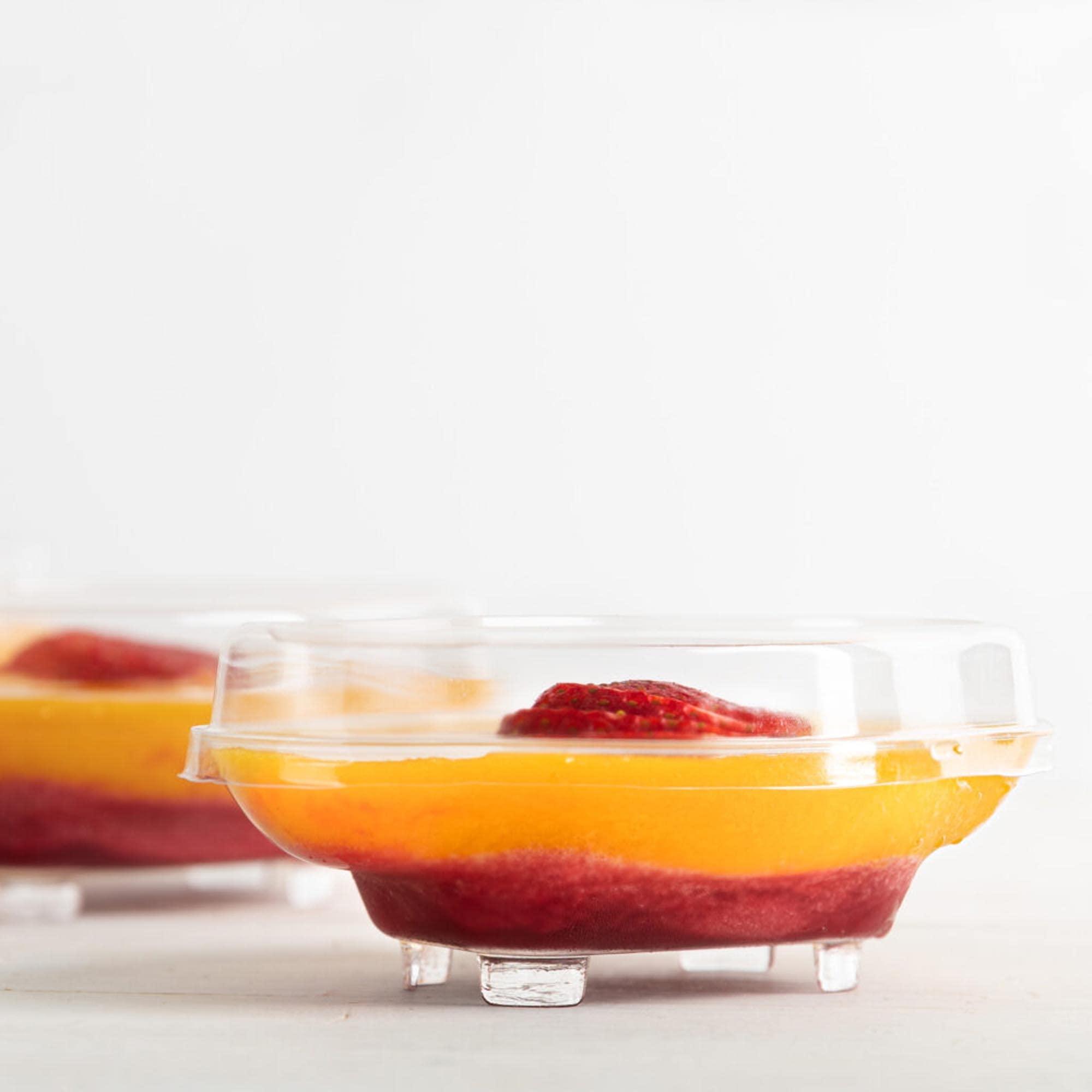 EcoQuality 5oz Clear Plastic Dessert Containers with Dome Lids - Boat Shaped Rectangular Disposable Parfait Box with Lids, Cake Box, Yogurt Container, Fruit Box, Snack Box, Ice Cream, Banana Pudding, Jello (60 PACK)