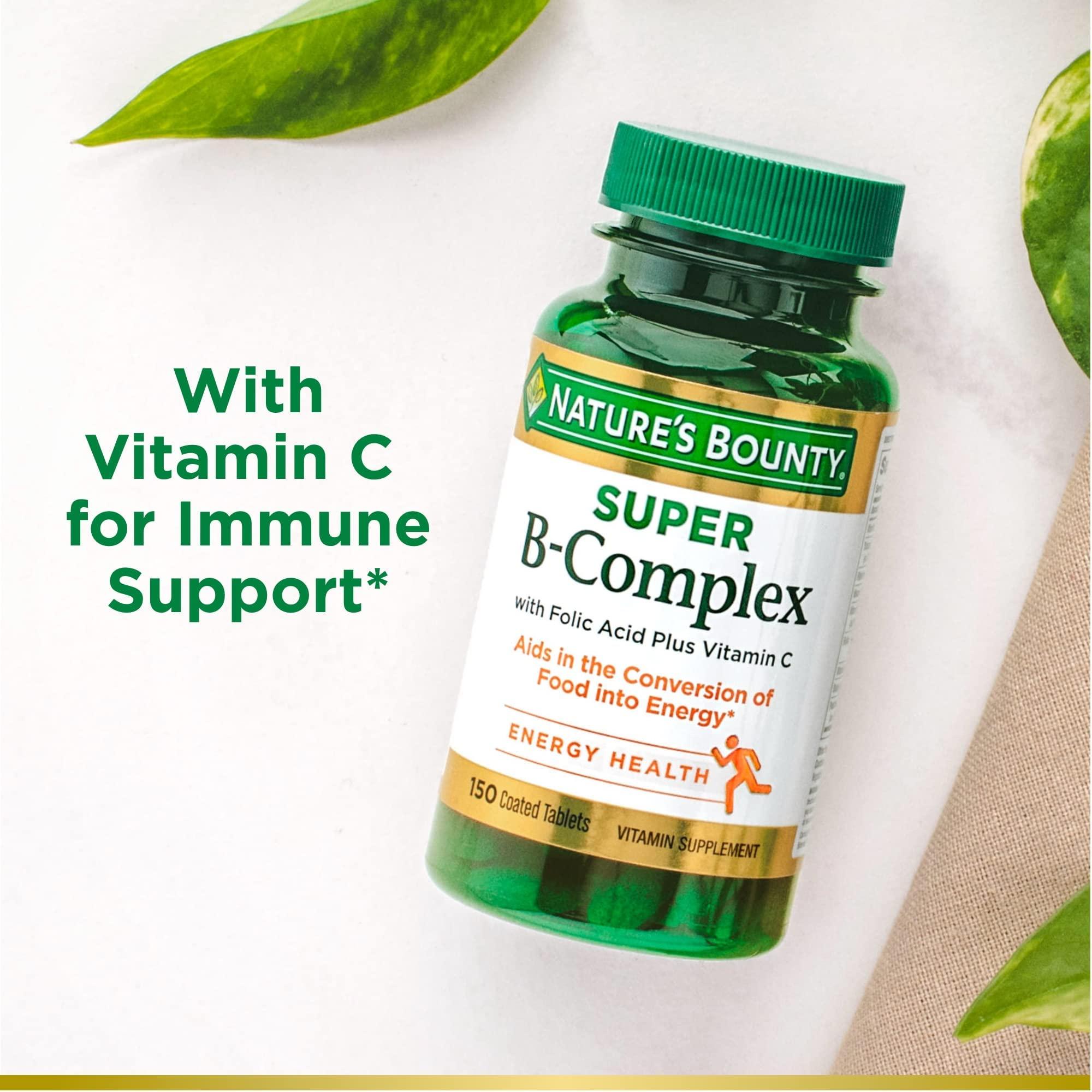 Nature\'s Bounty Nature\'s Bounty Super B Complex with Vitamin C & Folic Acid, Immune & Energy Support- 150Tablets,.