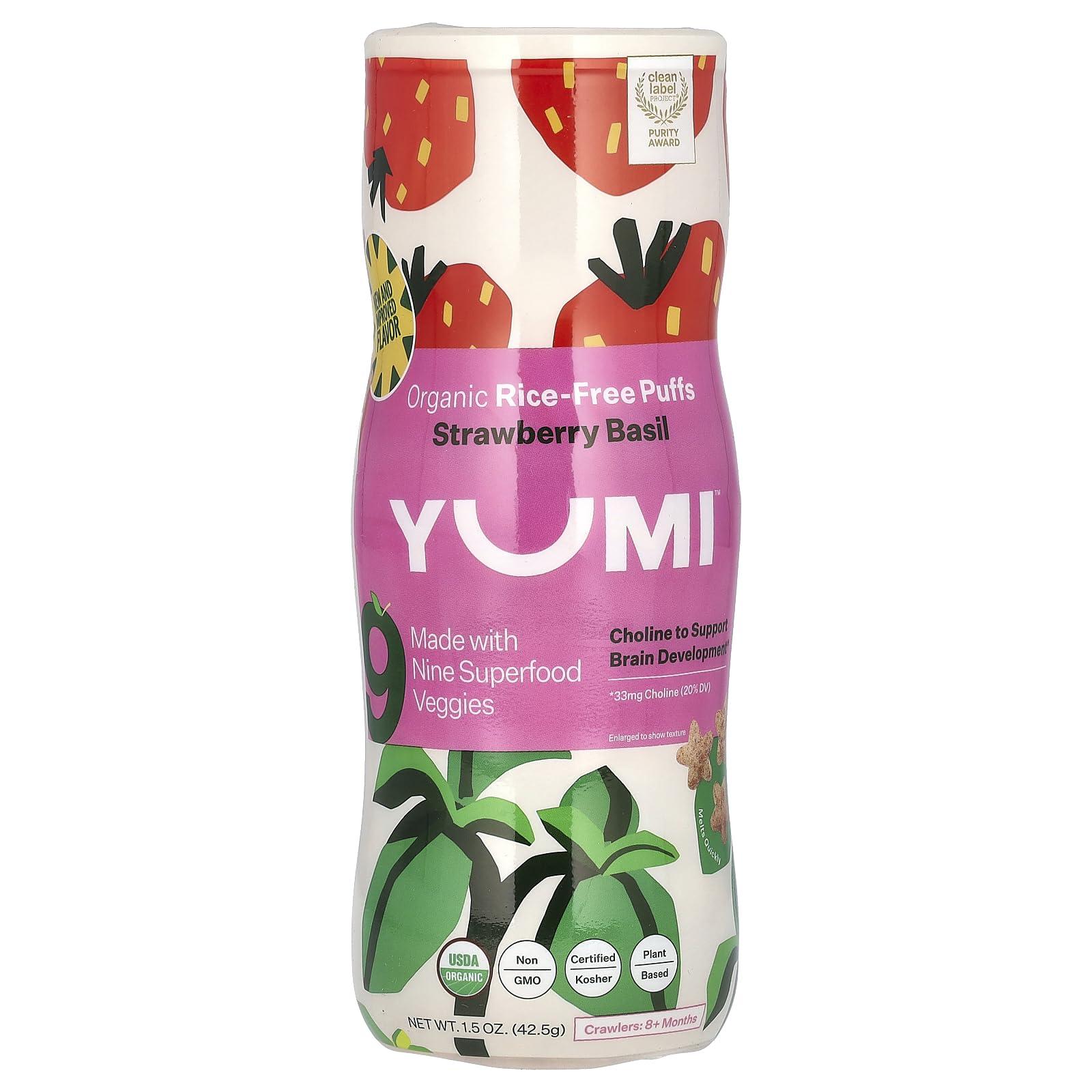 BFYSYO Yumi Organic Strawberry Basil Rice-Free Puffs, 1.5 OZ