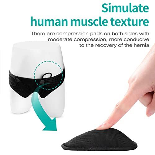 lefeke lefeke Hernia Belts for Men Inguinal, Hernia Support Brace for Groin Pain Relief, Hernia Truss for Bilateral Hernia, Adjustable Waist Guard Left or Right Side (S with 4 Compression Pads)