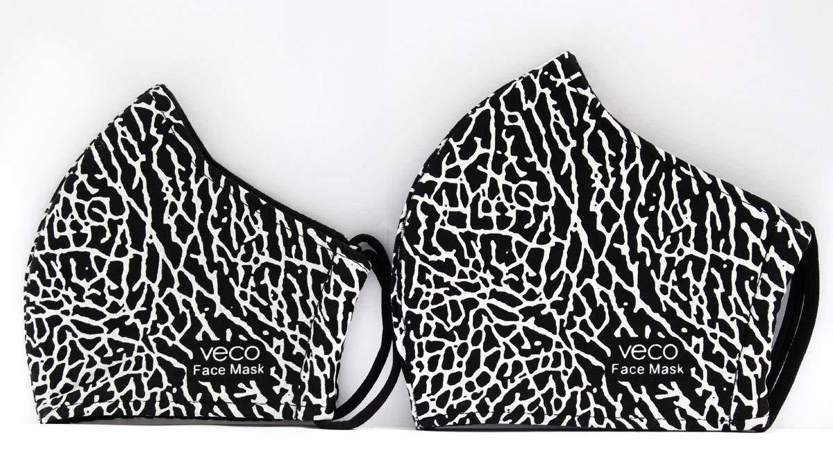 VECO VECO Fabric Face Mask - Pack of 5 (Adult, Black & White Pattern)