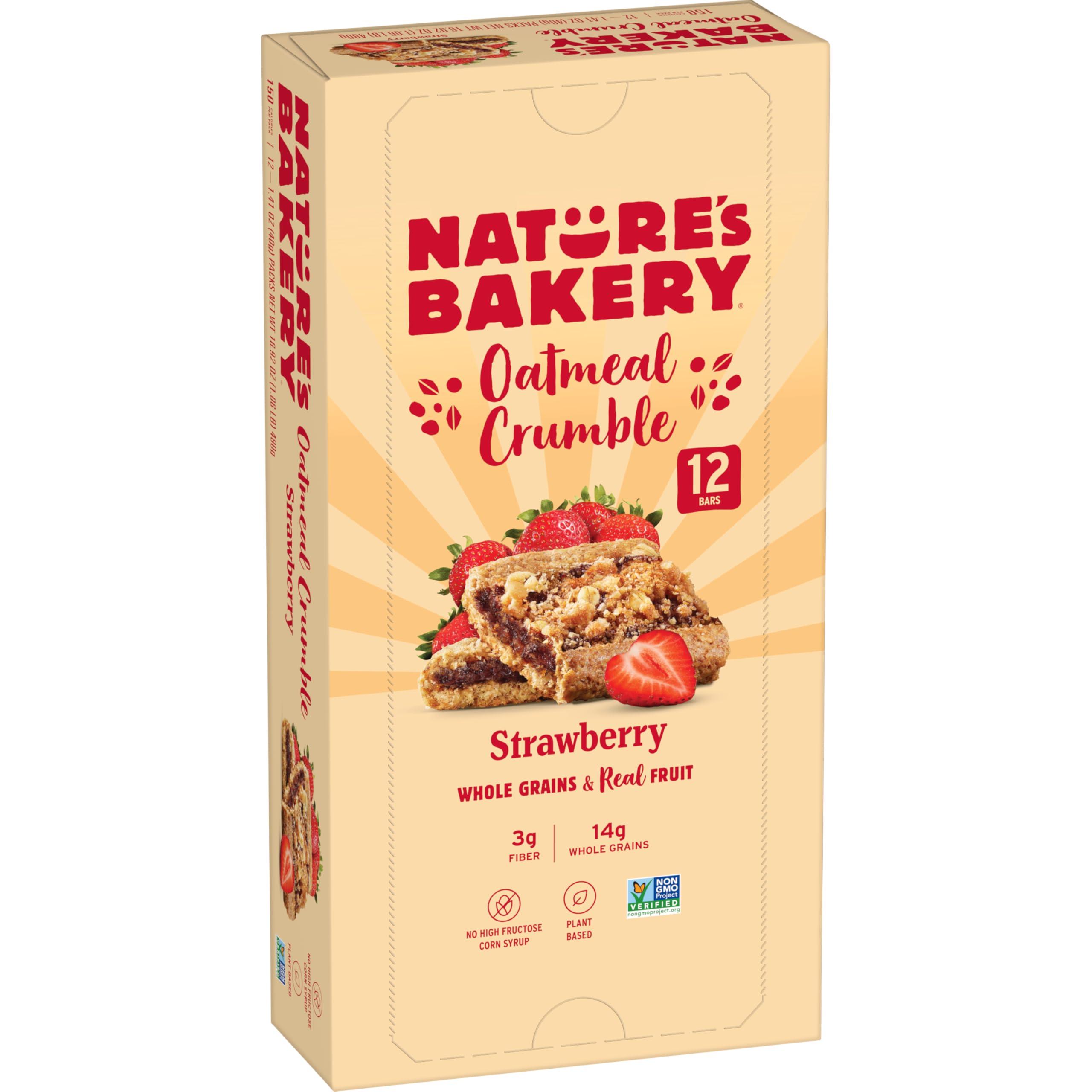 Nature\'s Bakery Natures Bakery Oatmeal Crumble Bars, Strawberry, Real Fruit, Vegan, Non-GMO, Breakfast bar, 1 Box With 12 Twin Packs (12 Twin Packs)