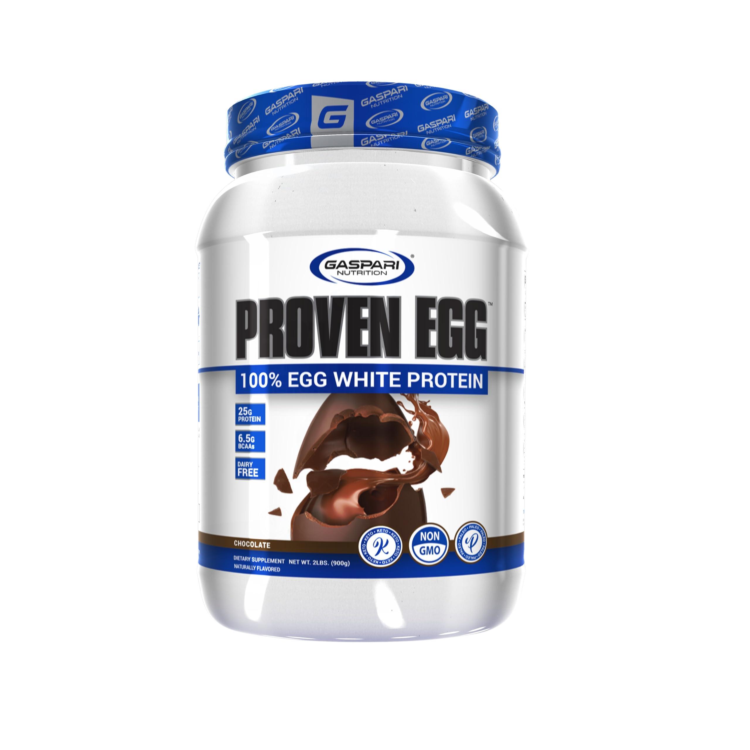 Gaspari Nutrition Gaspari Nutrition Proven Egg, 100% Egg White Protein, 25g Protein, Keto Friendly, Dairy Free, Lactose Free, Soy Free (2 lbs, Chocolate)