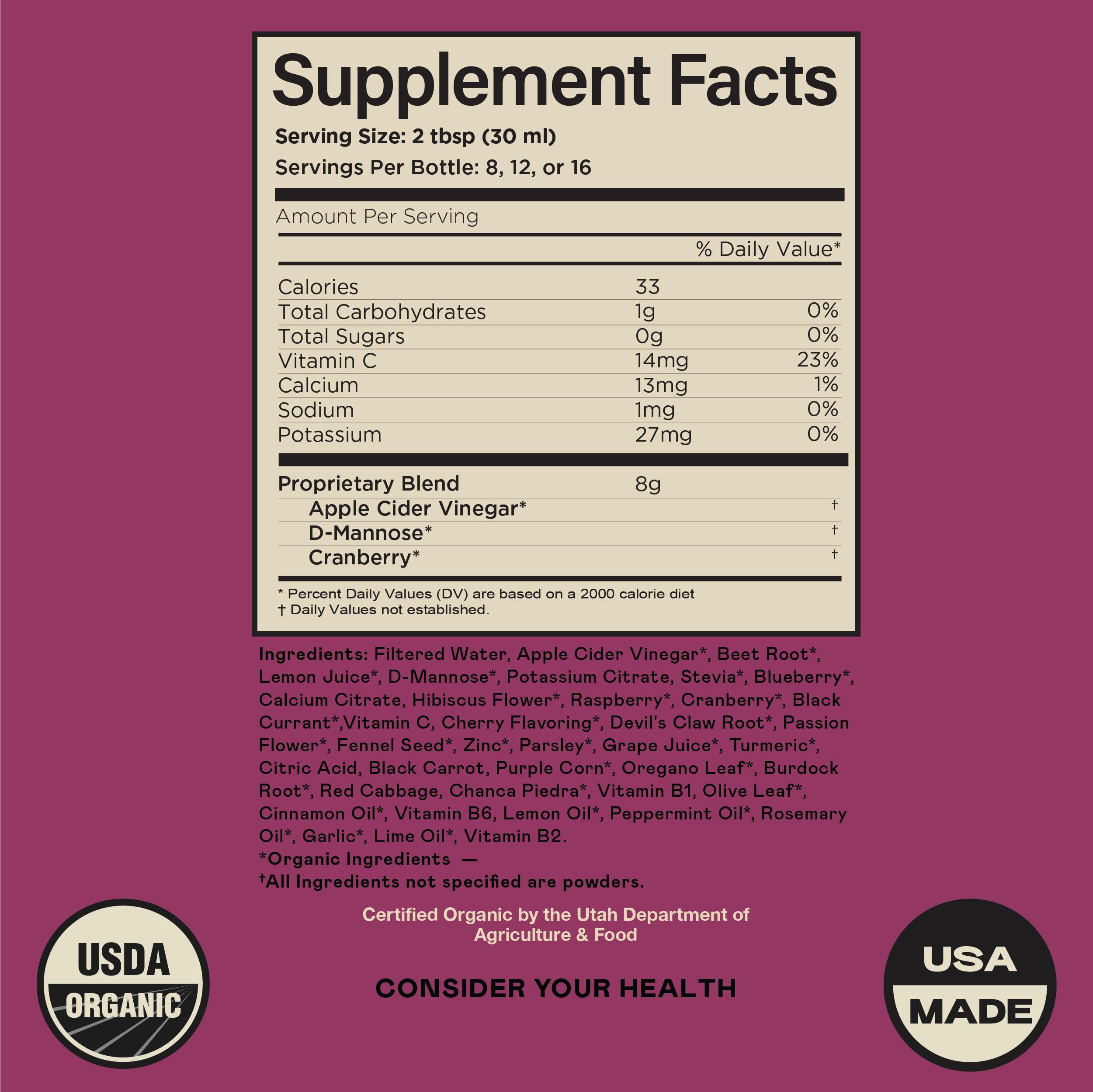 Complete Natural Products Complete Natural Urinary Tract Complete 12oz - Liquid Supplement for Urinary Tract Health with Organic Cranberry, D-Mannose, Beet Root, Fennel Seed, and Turmeric