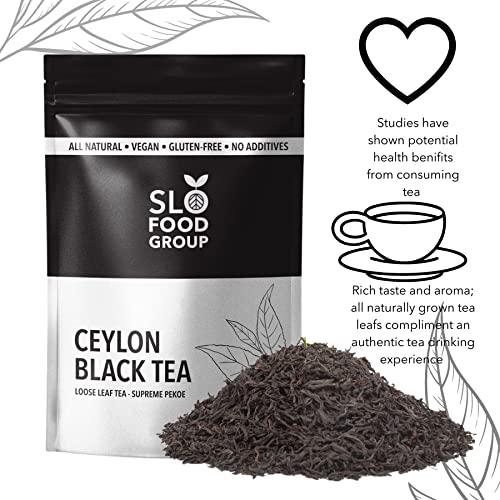 Slofoodgroup Slofoodgroup Ceylon Black Tea - Loose Leaf Black Tea from Sri Lanka - Pekoe Grade Tea Leaf (16 OZ)…