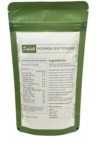 Raslok Raslok Moringa Powder | 100% Pure Moringa Leaf NO Stems | Moringa Olifera Powder (3.52 Oz)