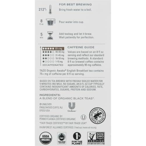TAZO TAZO Organic Awake English Breakfast Black Tea, 16 Total Tea Bags