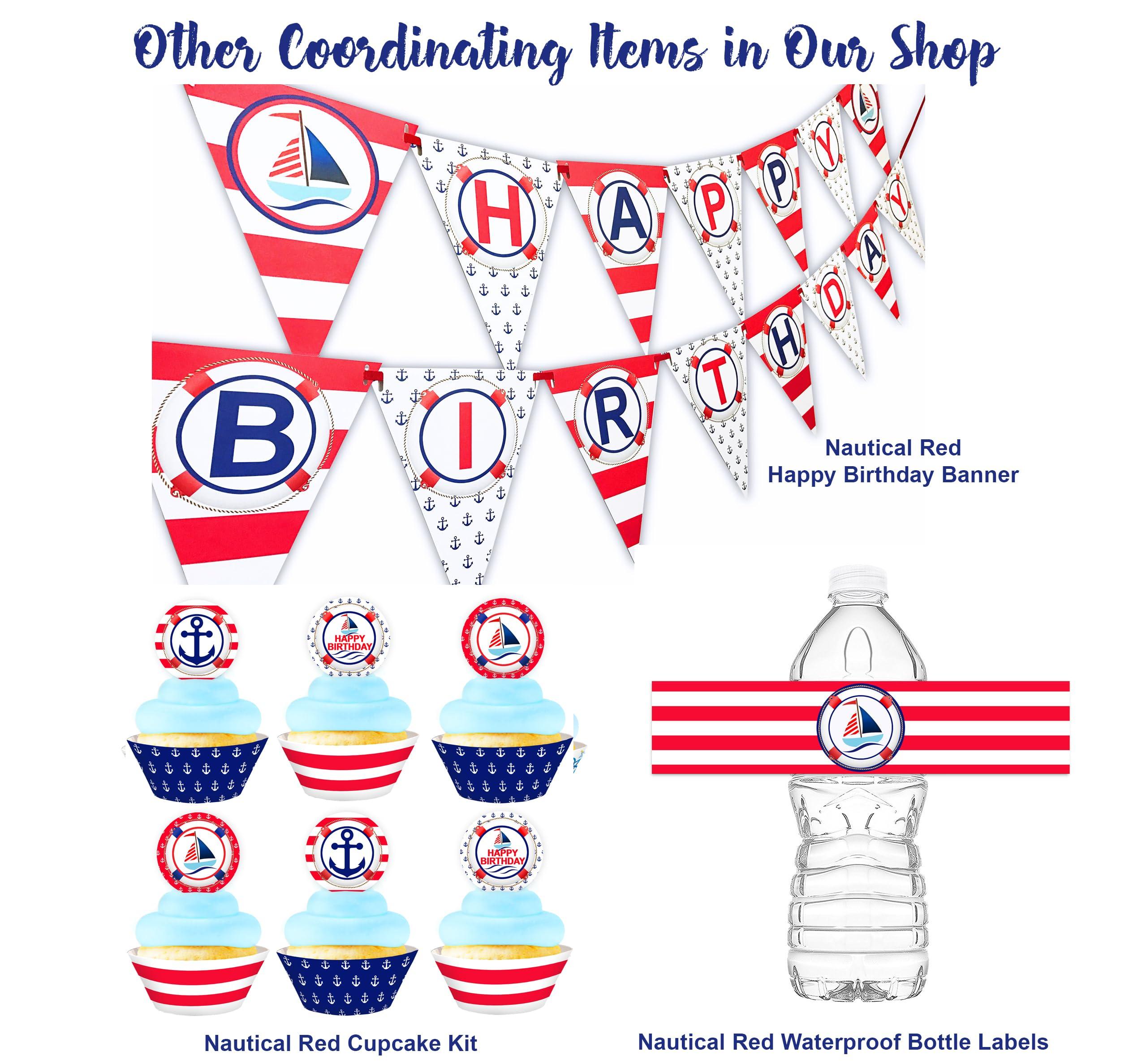POP parties Ink Nautical Cupcake Kit - 24 Sailboat Cupcake Toppers and 24 Cupcake Wrappers - Nautical Party Supplies - Sailboat Party Decorations - Pink Cupcake