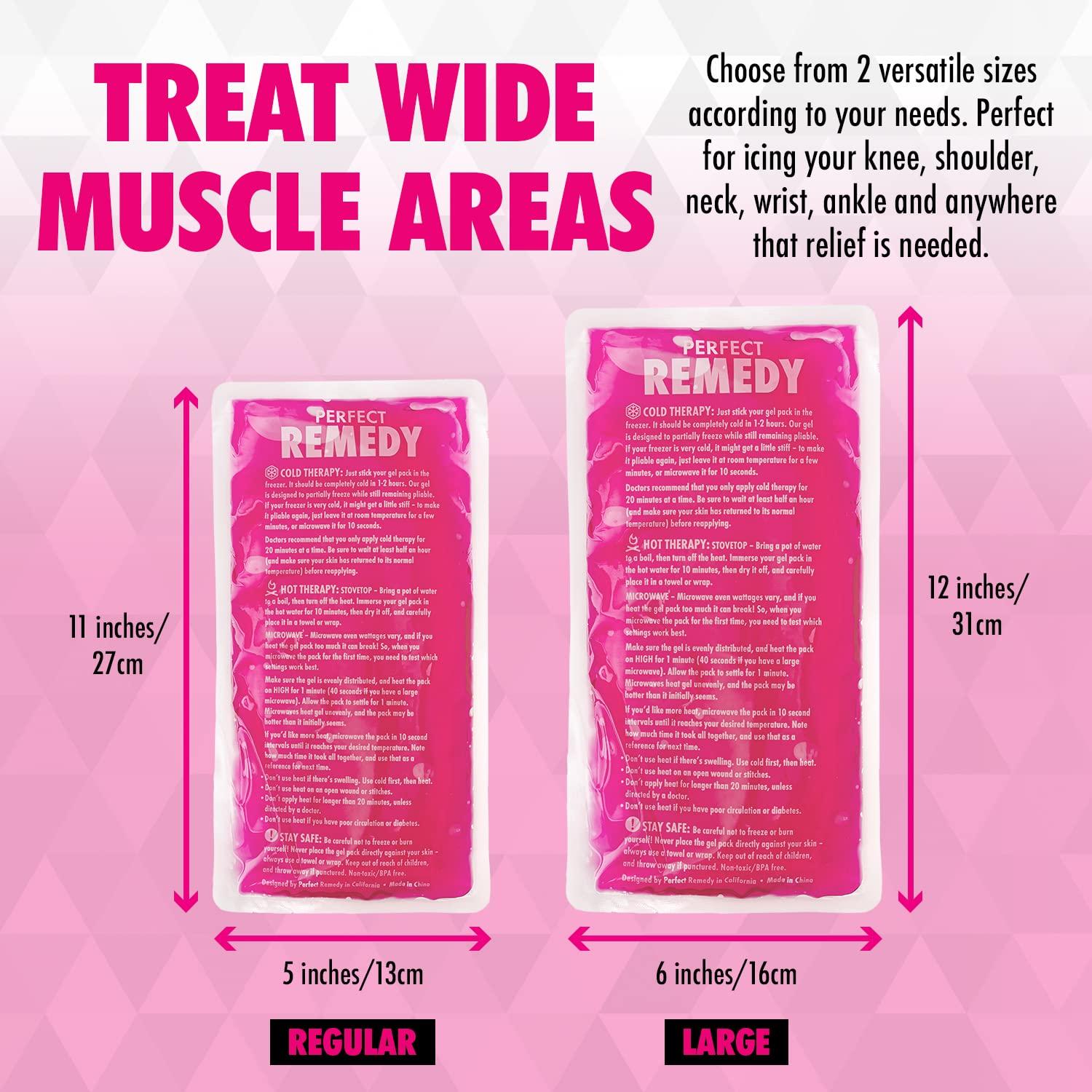 Perfect Remedy 2 Pack Reusable Ice Packs for Injuries Gel, Soothing Flexible Ice Packs for Injuries, Reusable Hot and Cold Pack for Pain Relief, Hot Water Bottles Alternative, Ice Packs Gel (Pink, Regular)