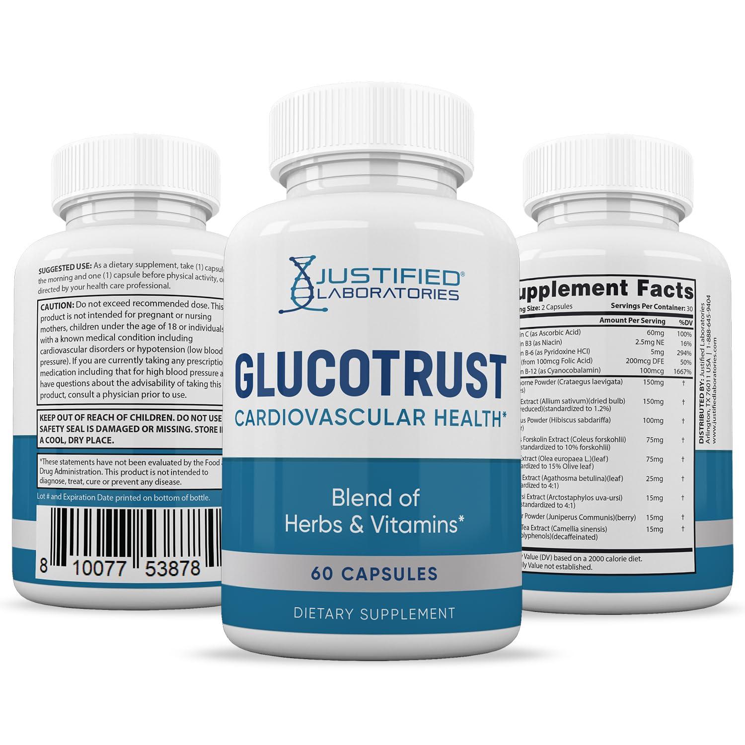 Justified Laboratories (10 Pack) Glucotrust Advanced Formula 620MG Supplement Pills 600 Capsules