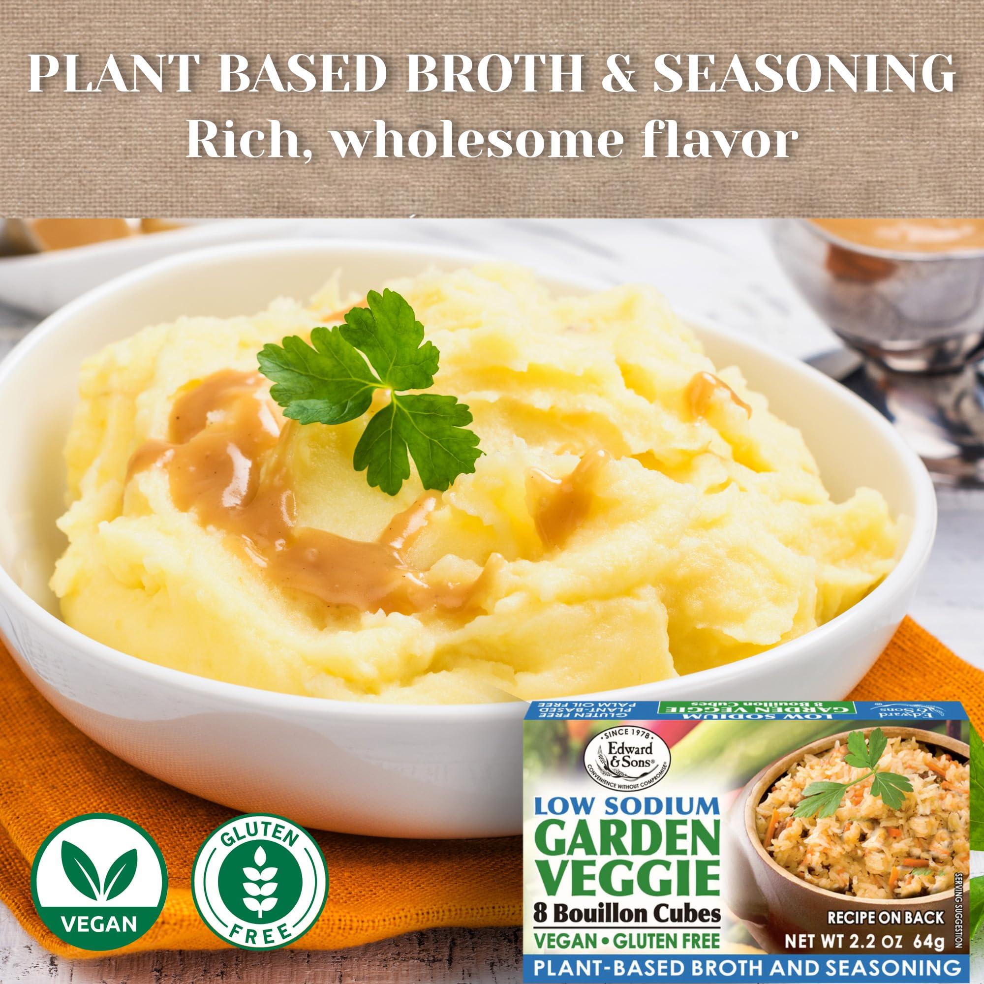 Edward & Sons Edward & Son\'s Low Sodium Garden Veggie Bouillon Cubes - Organic Vegetable Bouillon, Vegan Broth Cube, Stock Cubes for Soup & Stew - 2.2 Oz, 12 Pack