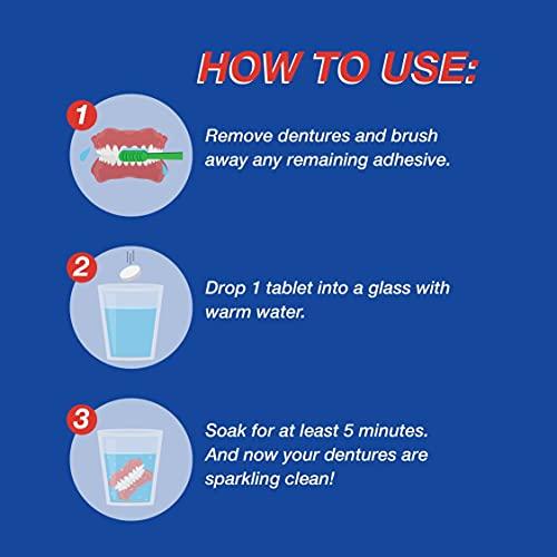 Secure Secure Anti-Plaque Cleansing Tablets PH Formula Removes Odors, Stains, Bacteria, Germs - Deeply Clean Dentures, Partials, Nightguards, Retainers in 5 Minutes - Zinc Free - 32 Tablets (1 Pack)