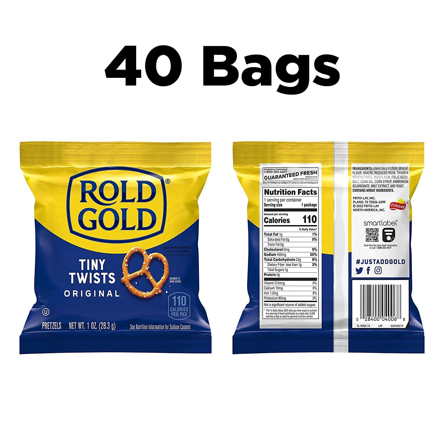 Rold Gold Rold Gold Pretzels, Tiny Twists, 1oz Bags (40 Pack)