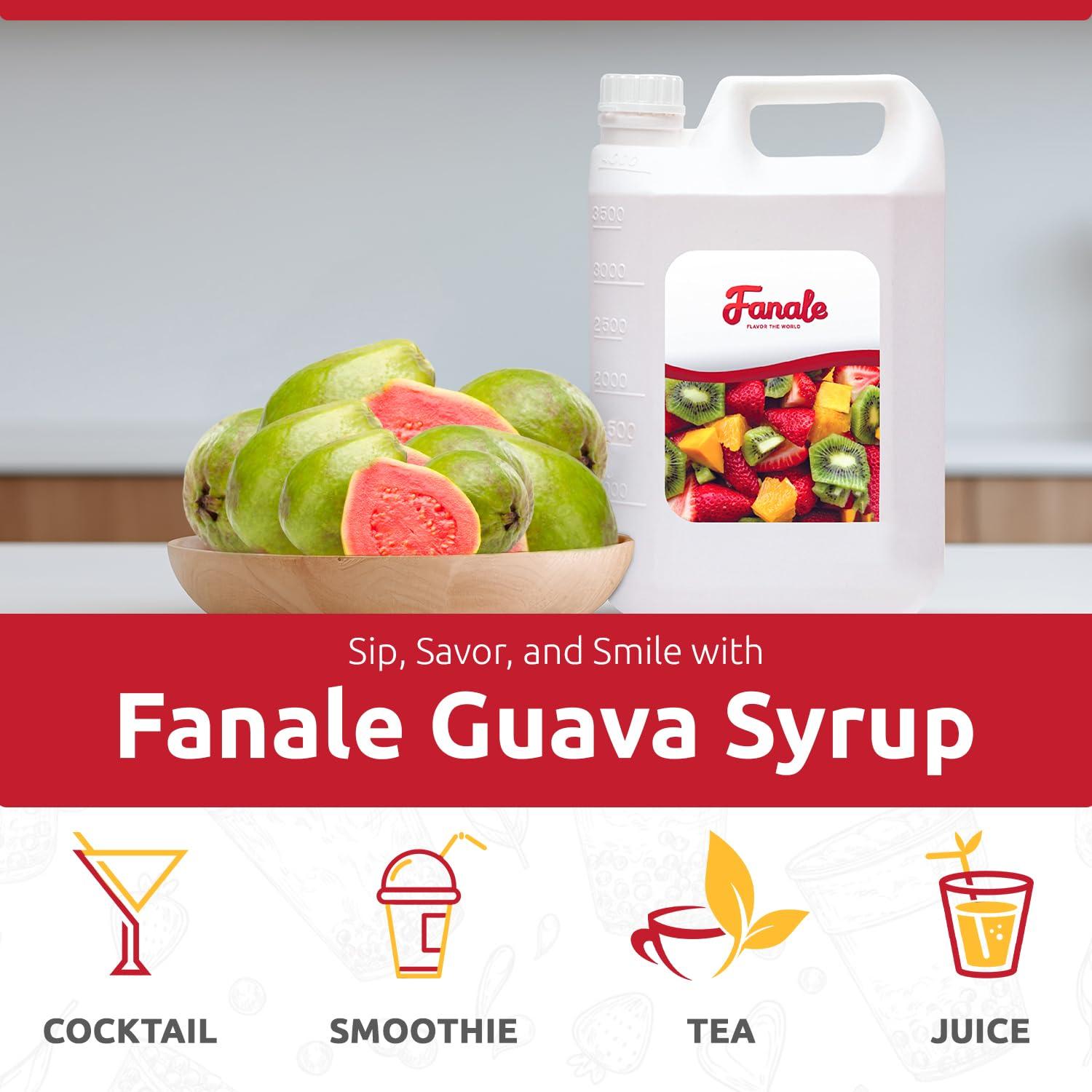 Fanale Fanale Premium Flavoring Concentrated Syrup for Bubble Tea 11 lb | Guava Flavor Syrup | for Boba Tea, Smoothies, Slushes, Desserts | 11lb | Pack of 4 | SRP210-CS